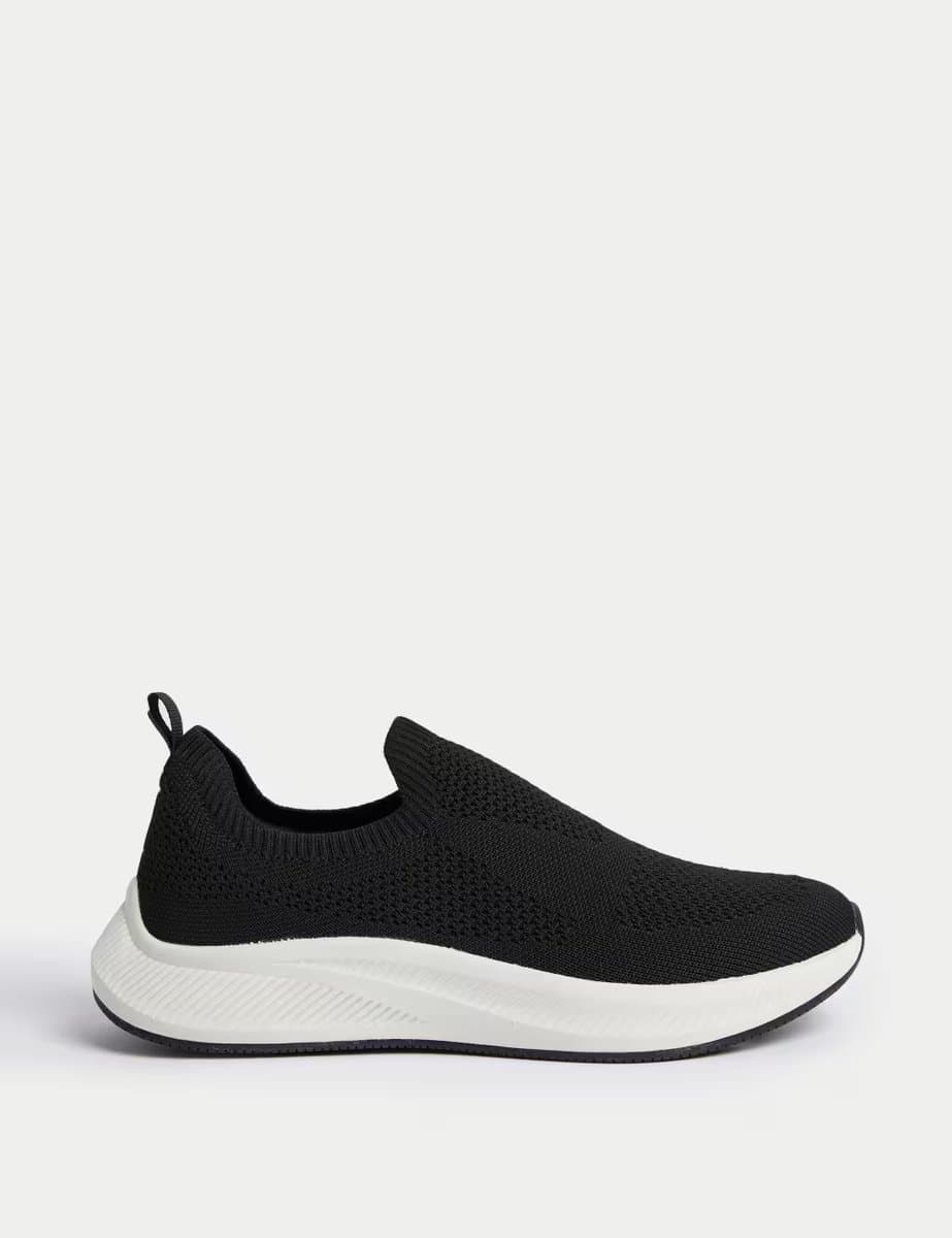 Marks & Spencer M&S Black Mix Knitted Slip On Trainers