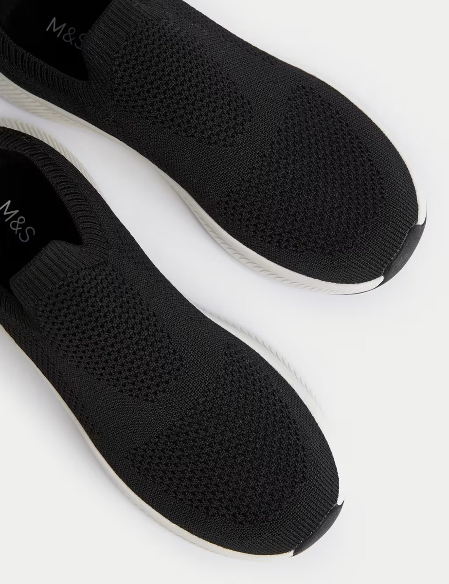Marks & Spencer M&S Knitted Slip On Trainers Black Mix - 2