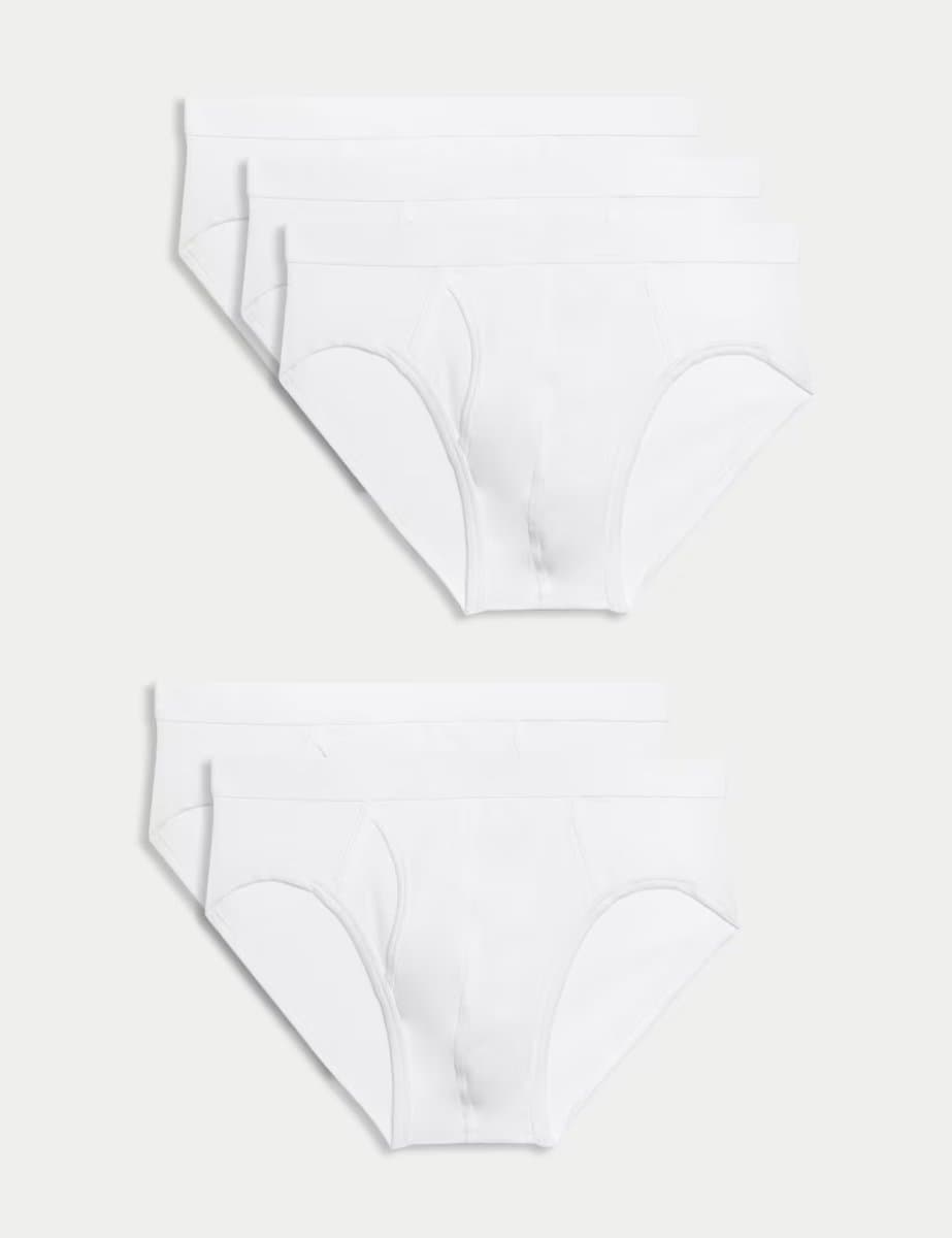 Marks & Spencer M&S 5 Pack Cotton Stretch Cool & Fresh™ Briefs White