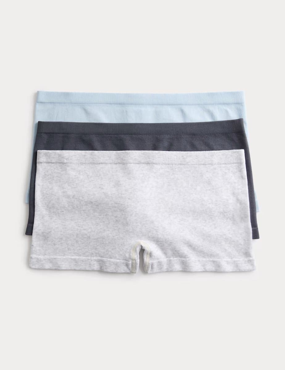 Marks & Spencer M&S 3 Pack Ribbed Low Rise Boxer Shorts Grey Mix