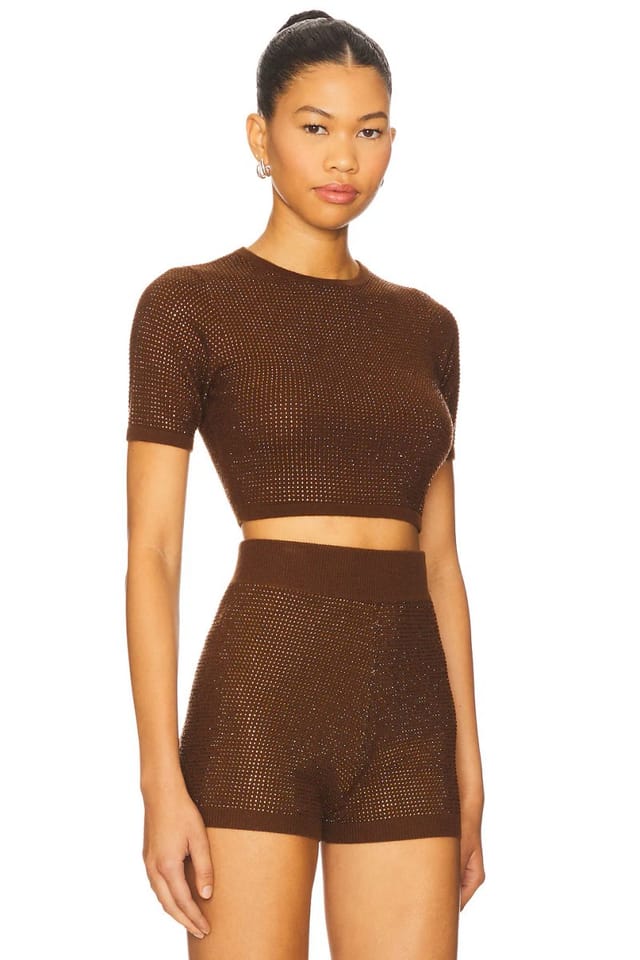 revolve Rhinestone Embroidered Crop Top - 2