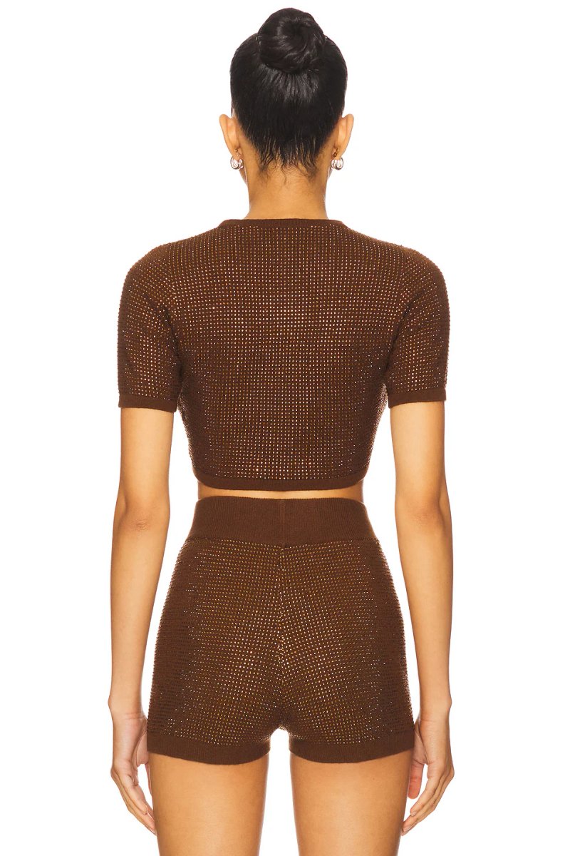 revolve Rhinestone Embroidered Crop Top - 3