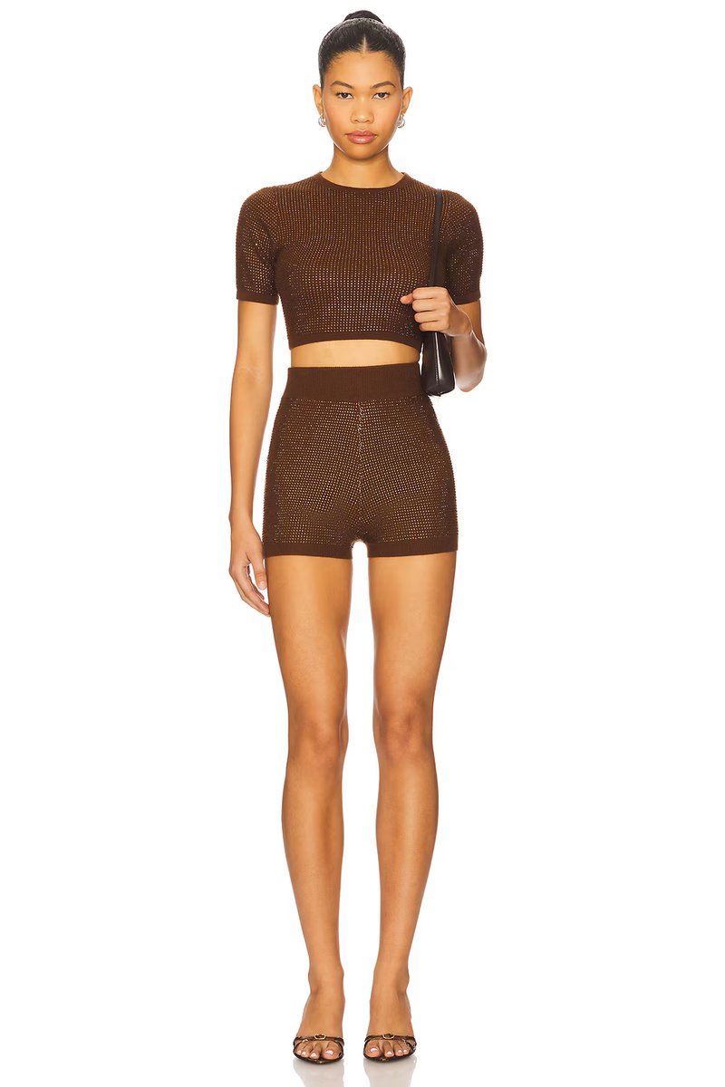 revolve Rhinestone Embroidered Crop Top - 4