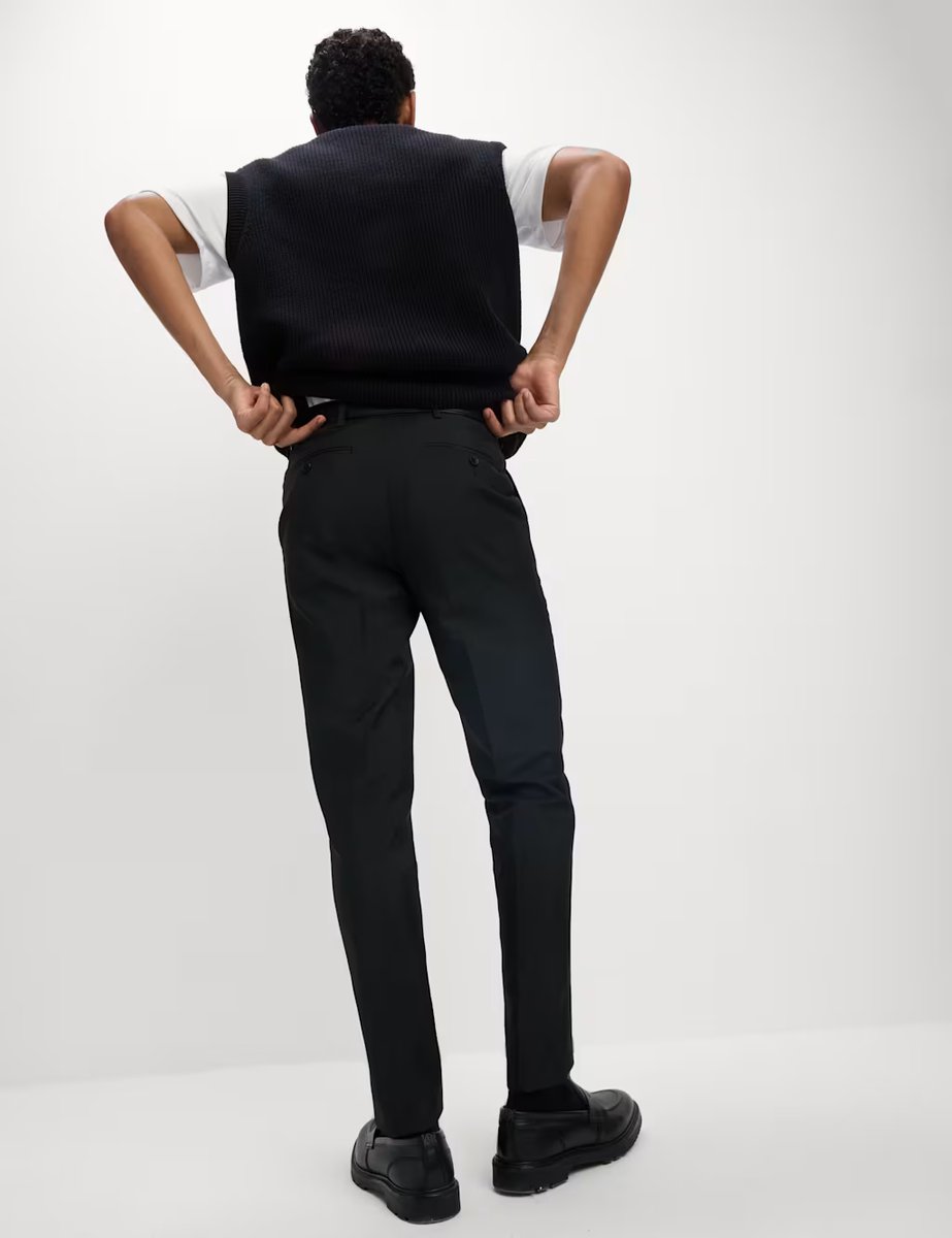 Marks & Spencer M&S Slim Fit Crease Resist Smart Trousers Black - 4