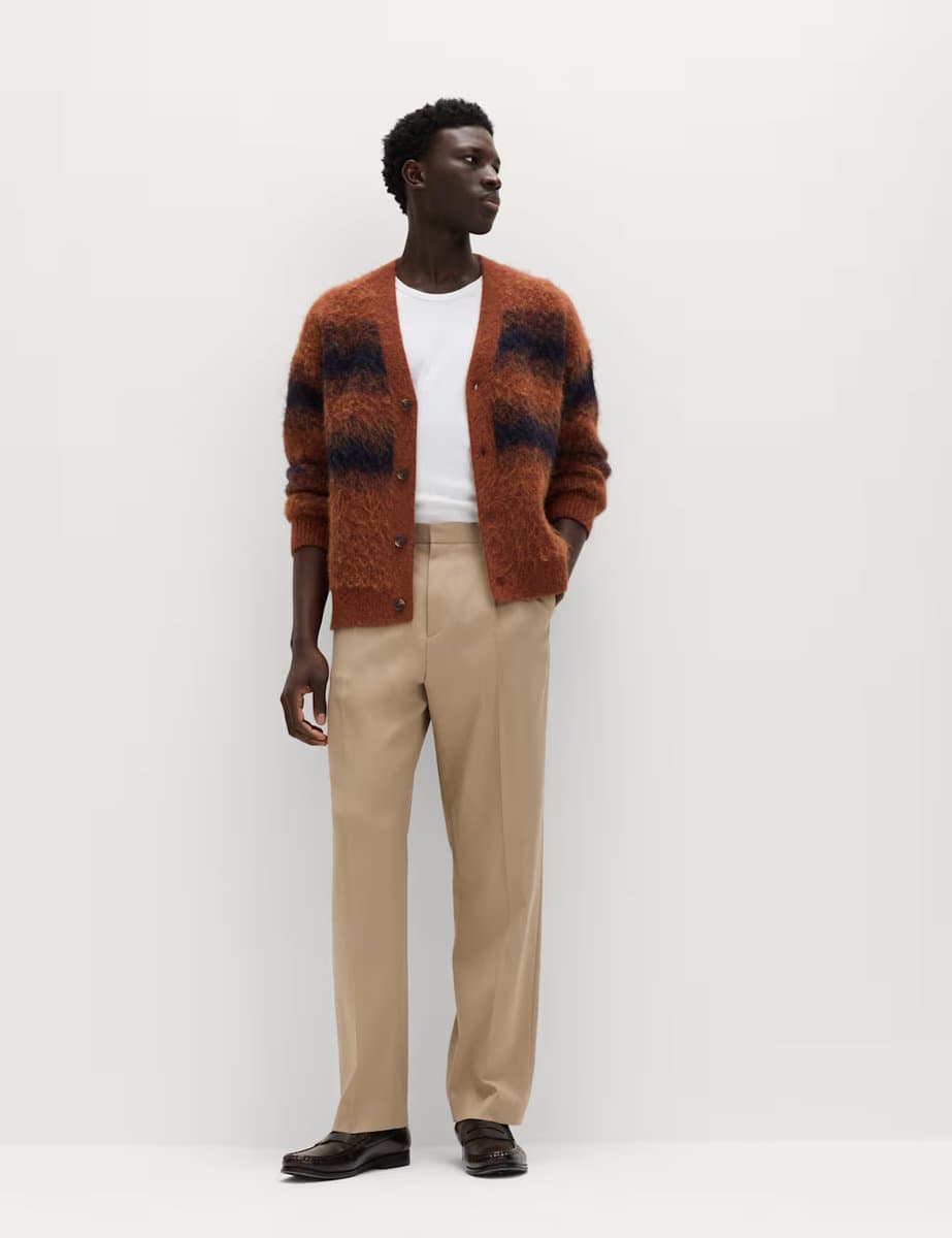 Marks & Spencer M&S Relaxed Fit Smart Stretch Trousers Sand