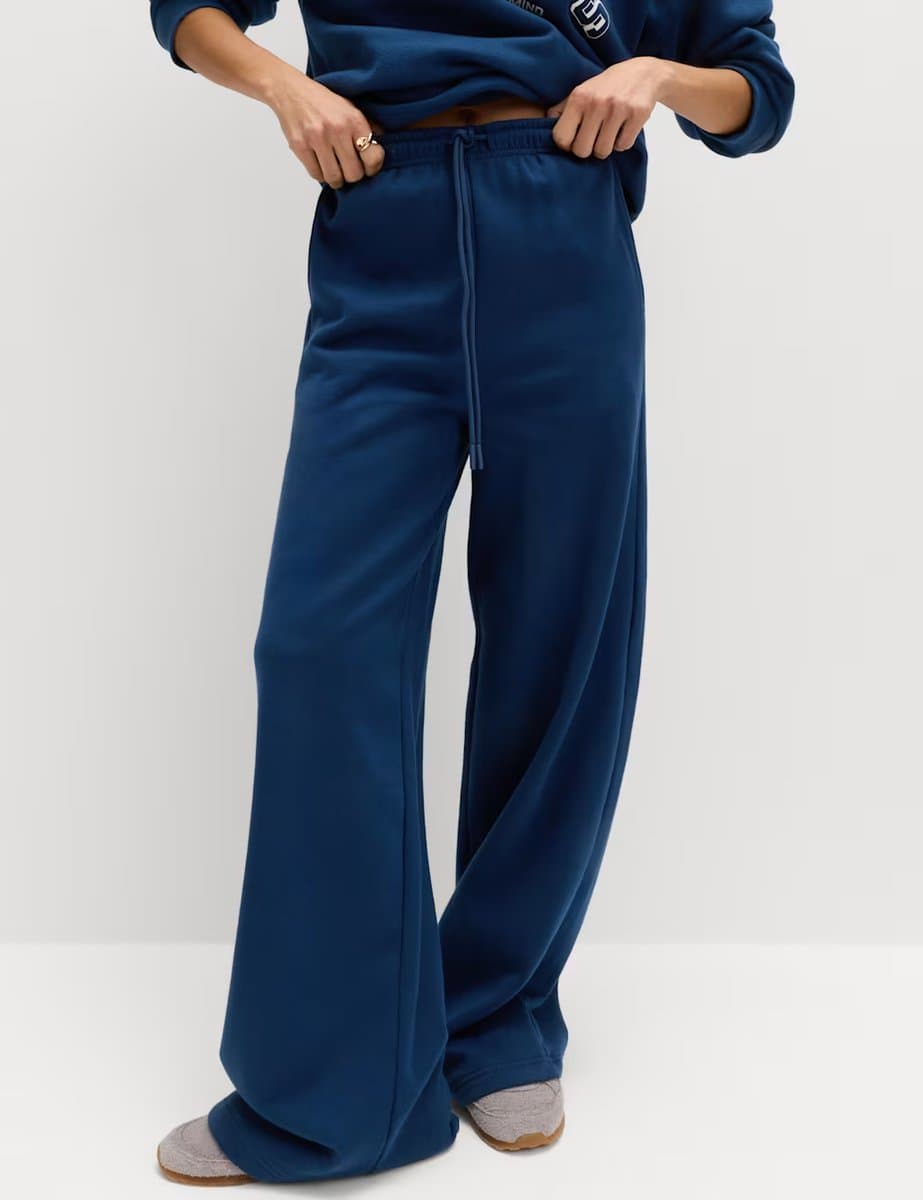 Marks & Spencer M&S Comfortable Wide Leg Joggers in Dark Marine