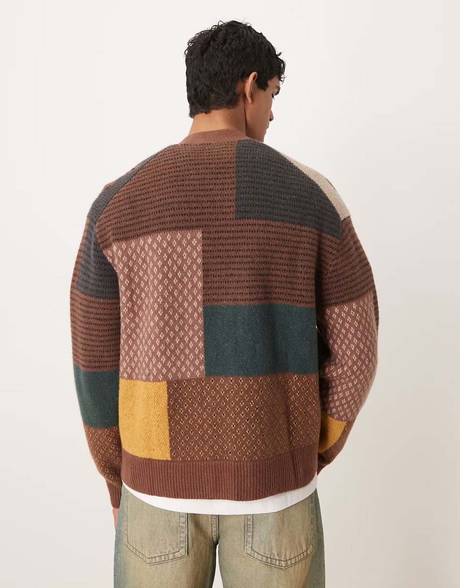 ASOS Abercrombie & Fitch western graphic cardigan in brown - 3