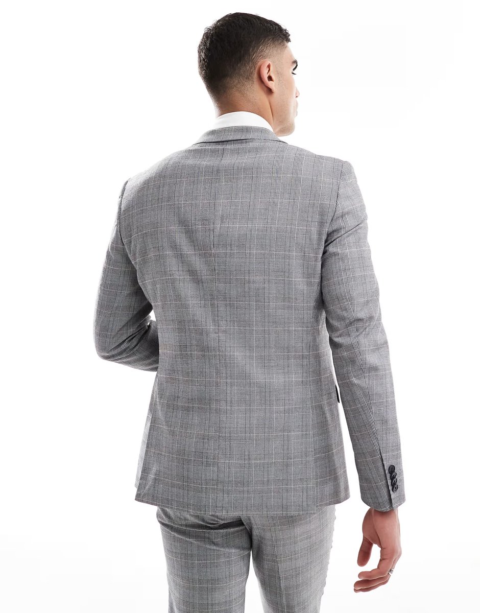 ASOS French Connection formal suit jacket co-ord in grey check - 2