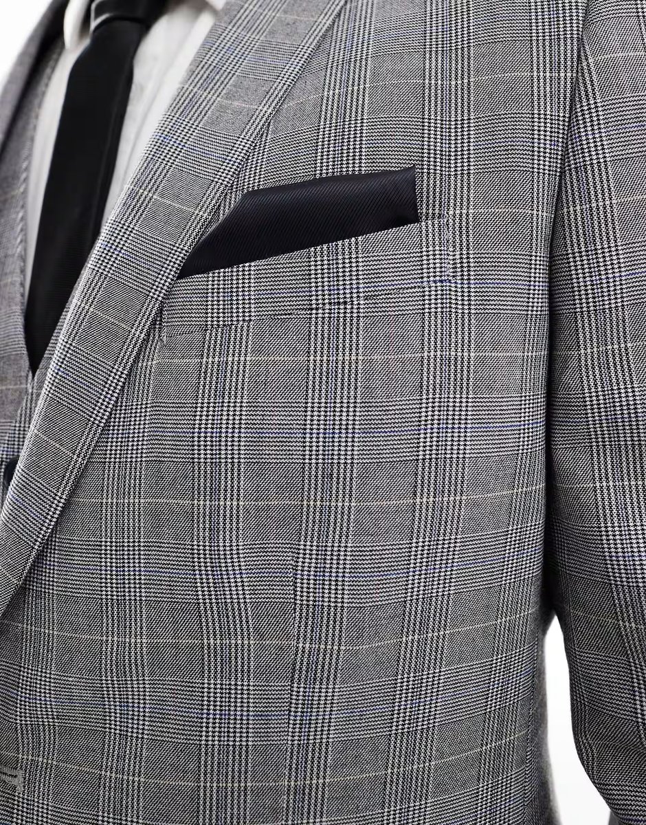 ASOS French Connection formal suit jacket co-ord in grey check - 4