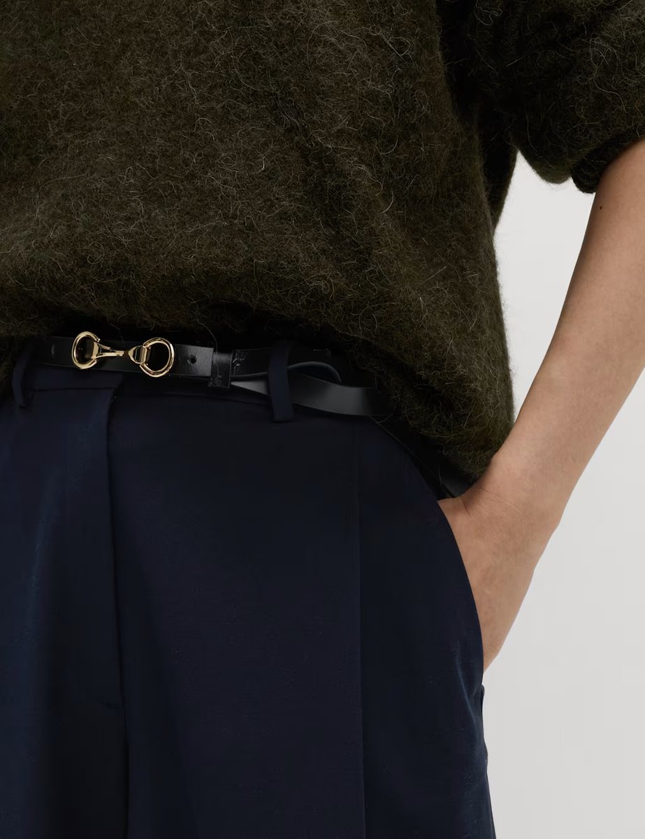 Marks & Spencer M&S Woven Pleated Wide Leg Culottes Dark Navy - 4