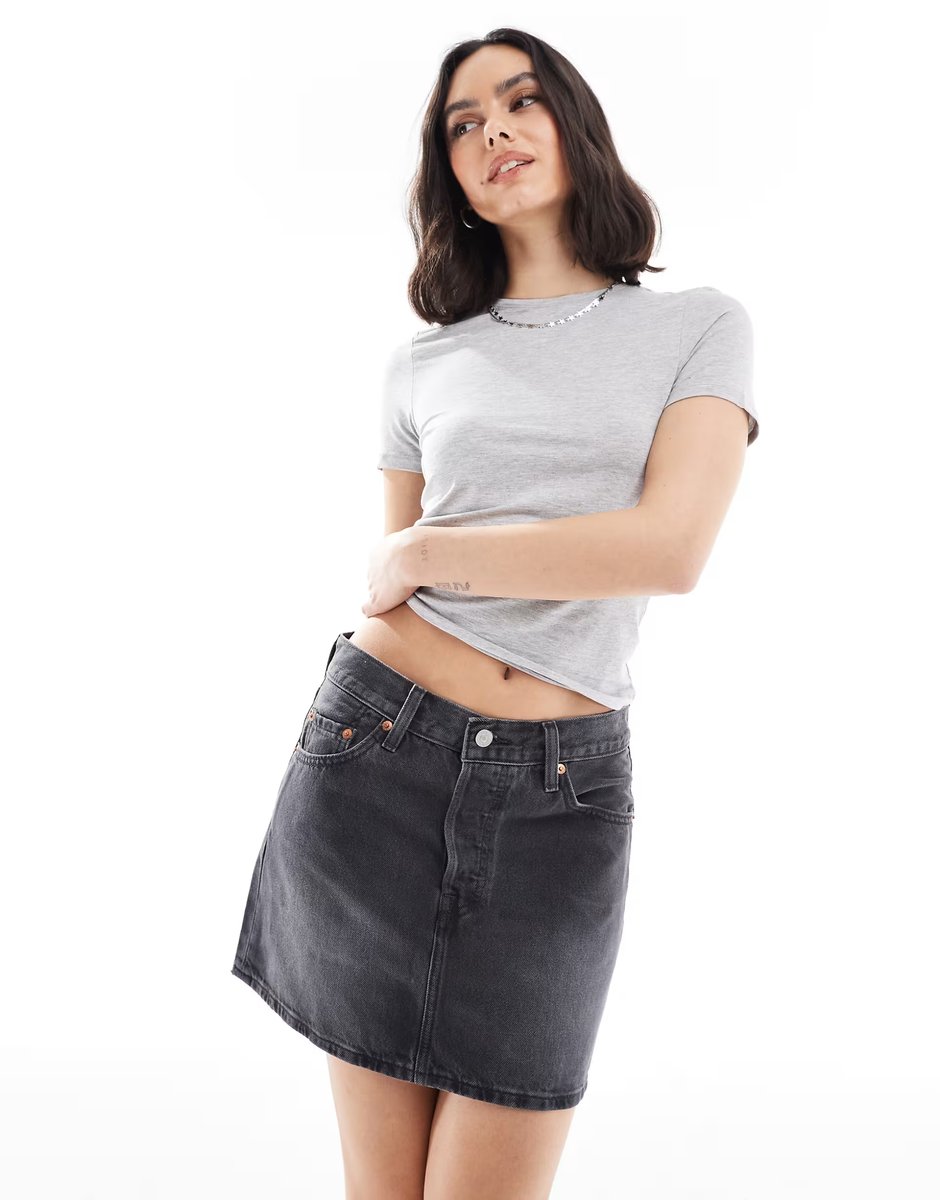 ASOS Levi's icon denim skirt in washed black - 4