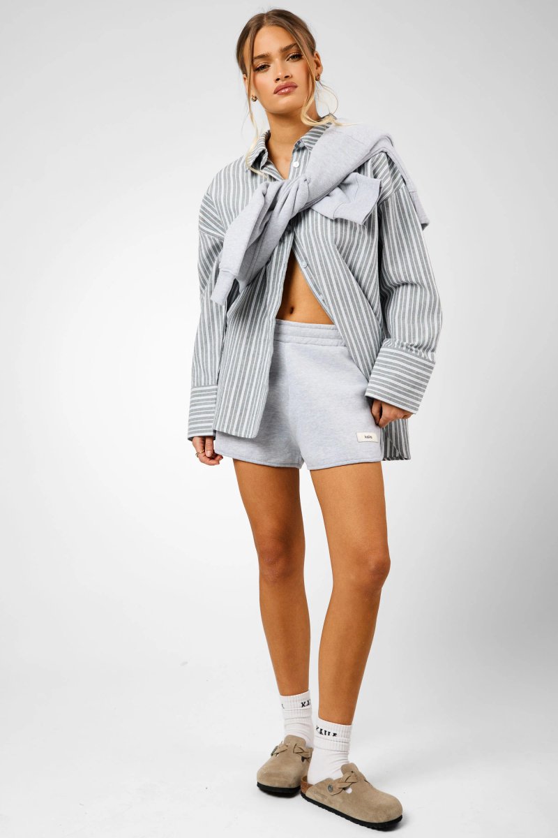 Kaiia Kaiia Label Logo Oversized Shirt Grey Stripe - 3