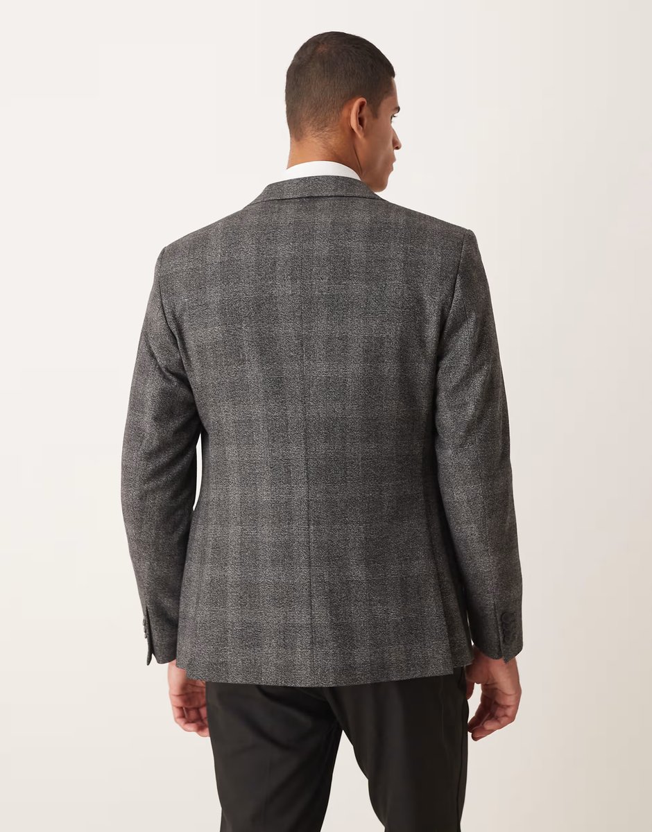 ASOS ASOS DESIGN slim blazer in charcoal check - 3