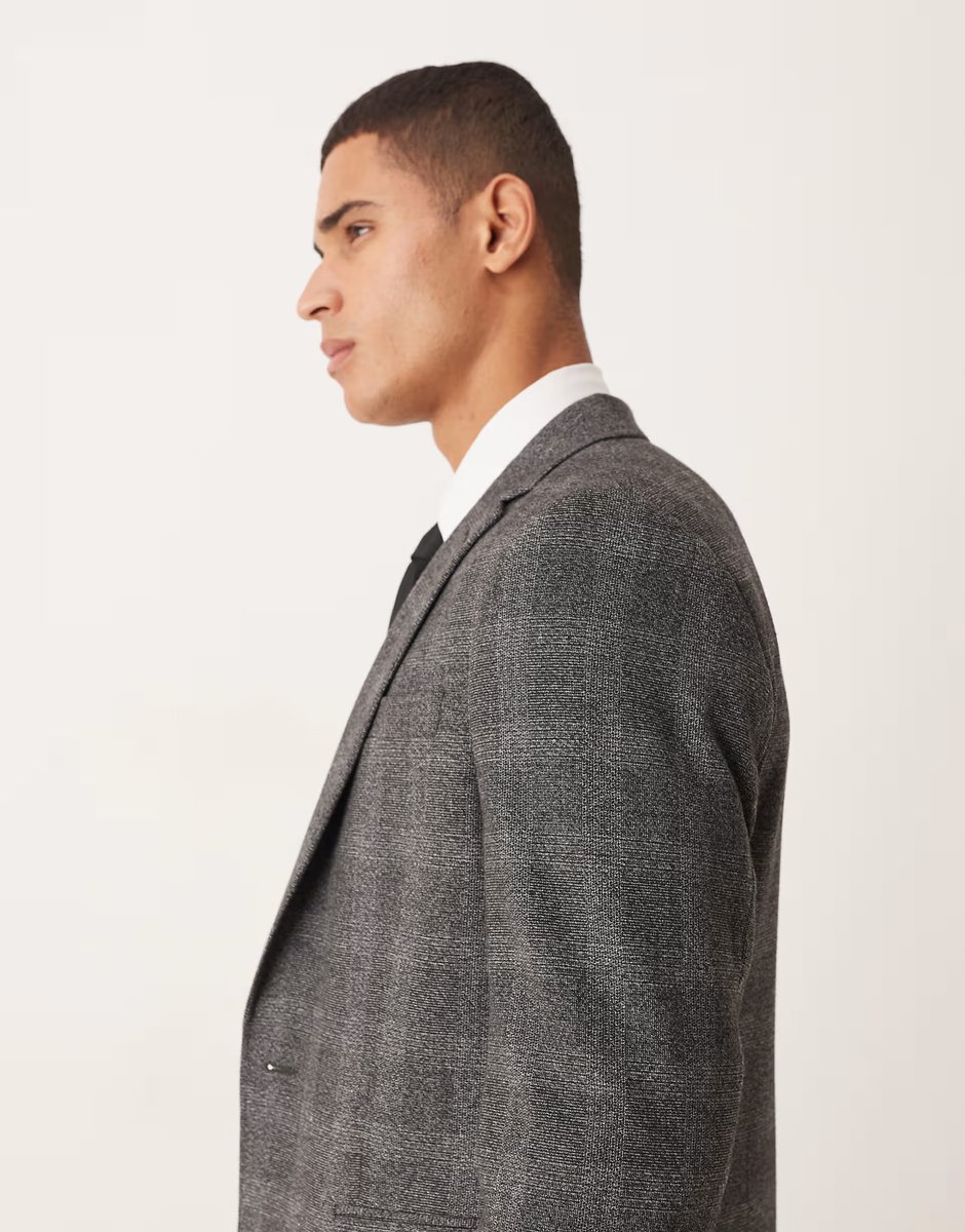 ASOS ASOS DESIGN slim blazer in charcoal check - 4