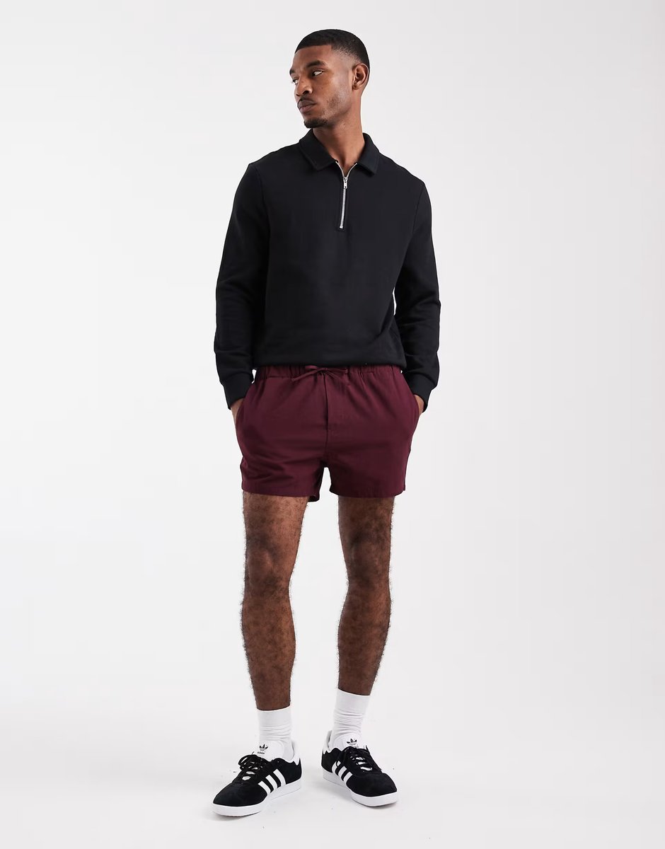 ASOS ASOS DESIGN co-ord shorts in short length in burgundy - 2