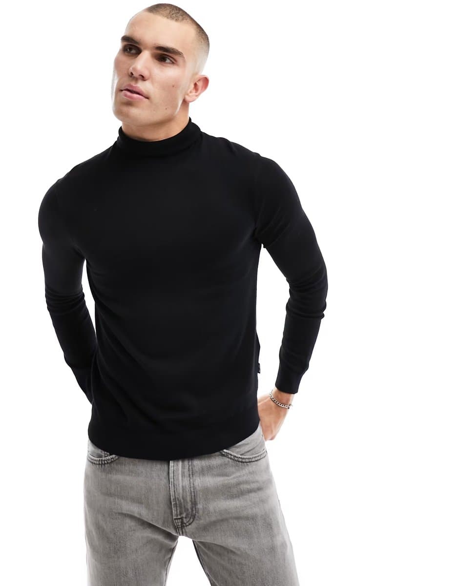 ASOS ASOS ONLY & SONS High Neck Jumper in Black
