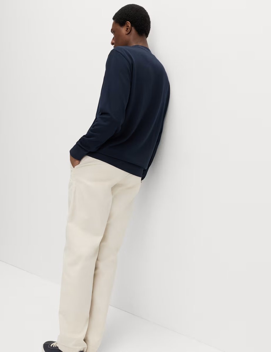 Marks & Spencer M&S Cotton Rich Crew Neck Sweatshirt Navy - 2