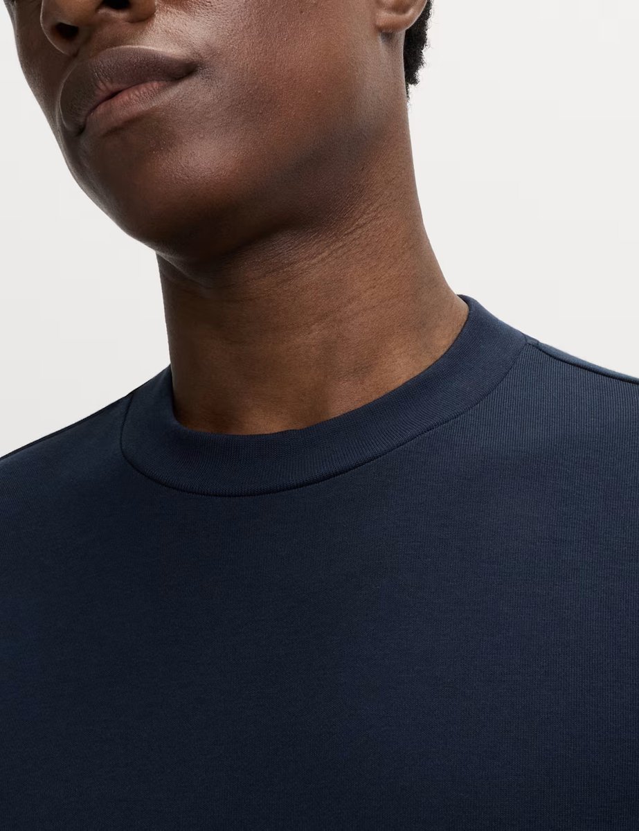 Marks & Spencer M&S Cotton Rich Crew Neck Sweatshirt Navy - 3