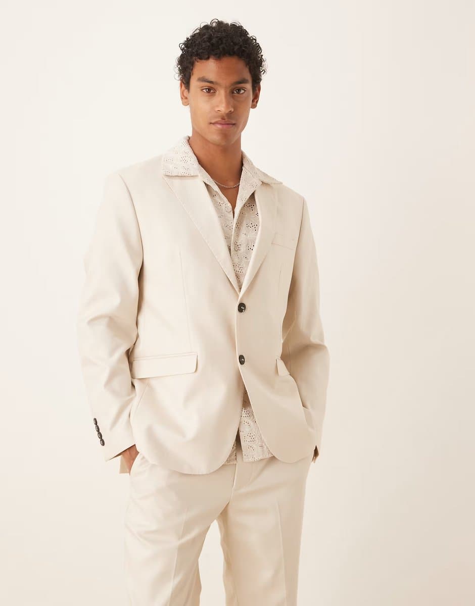 ASOS ASOS Selected Ascot Regular Fit Blazer in Cream