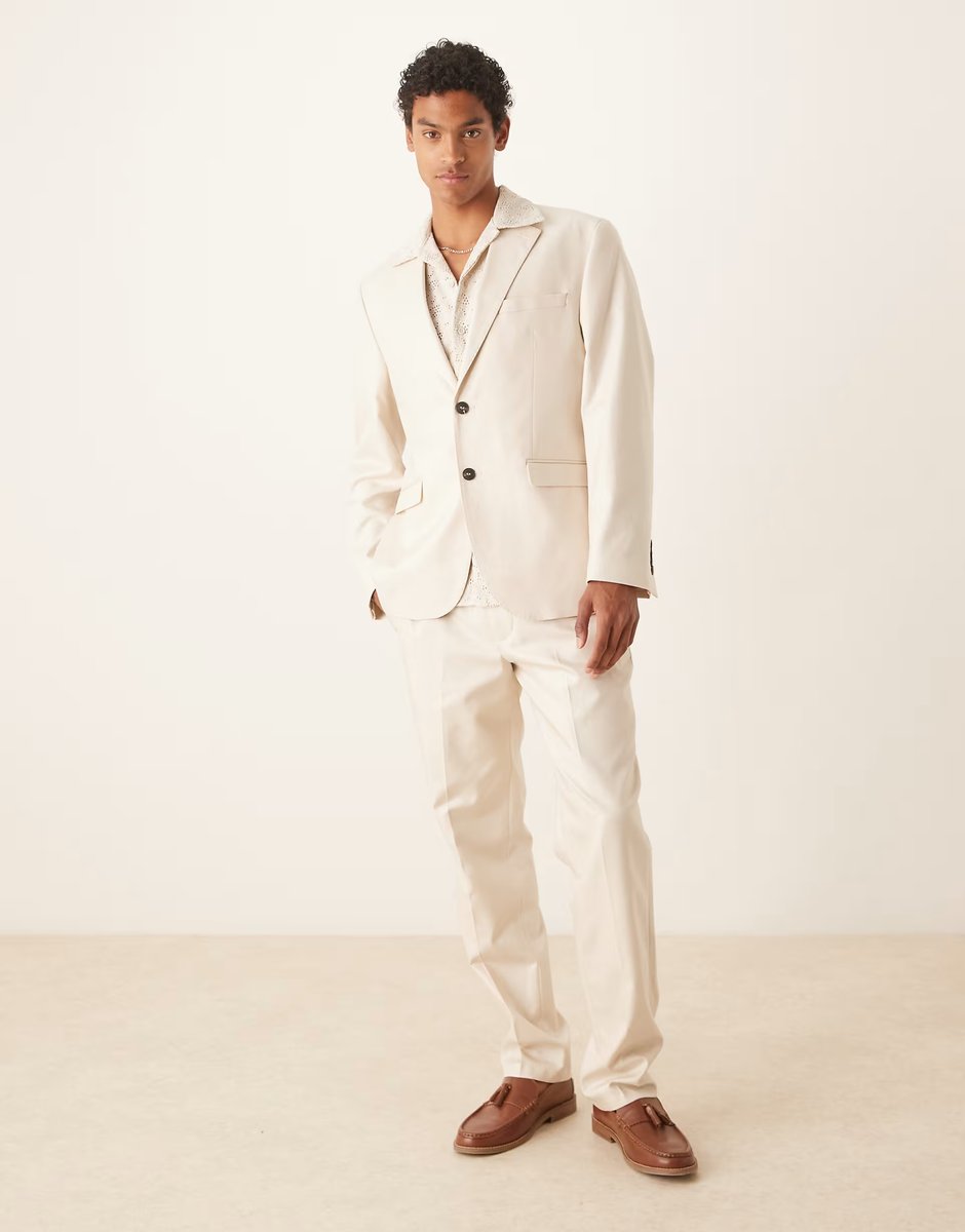 ASOS Selected Ascot regular fit blazer in cream - 2