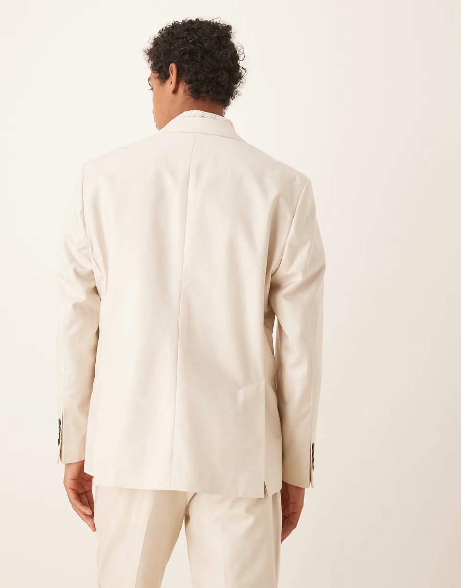 ASOS Selected Ascot regular fit blazer in cream - 3
