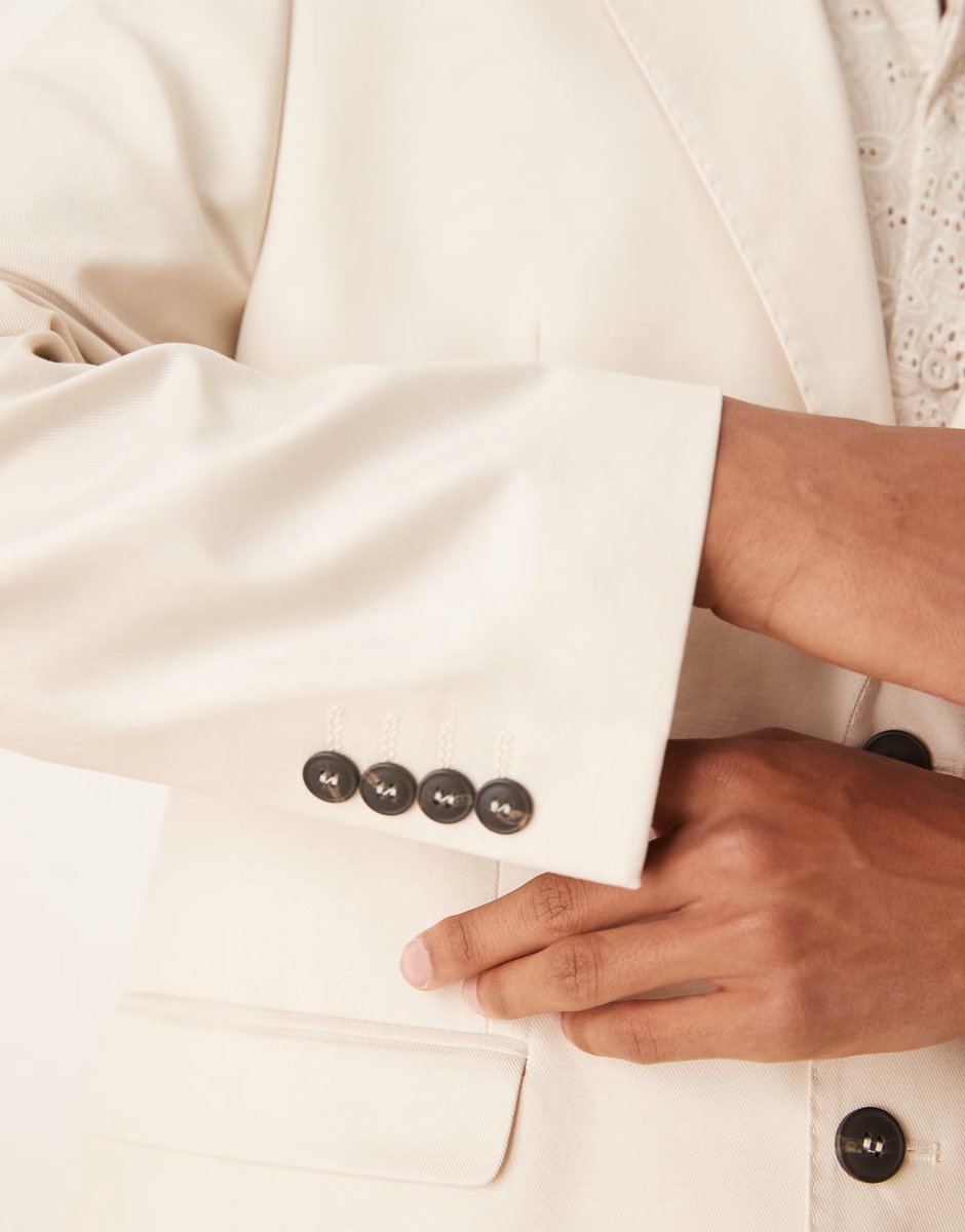 ASOS Selected Ascot regular fit blazer in cream - 4