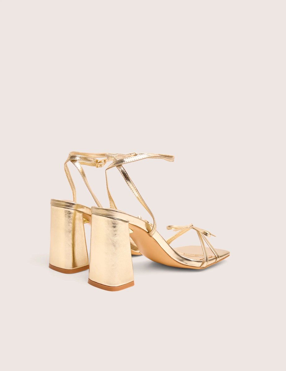 Public Desire Camille Gold Square Toe Strappy Block Heels - 3