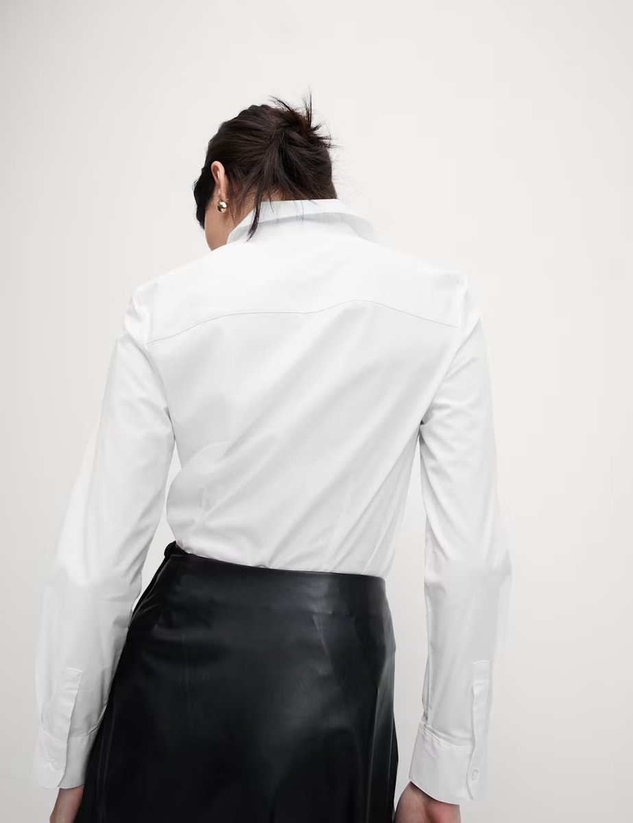 Marks & Spencer M&S Cotton Rich Fitted Collared Shirt White - 3