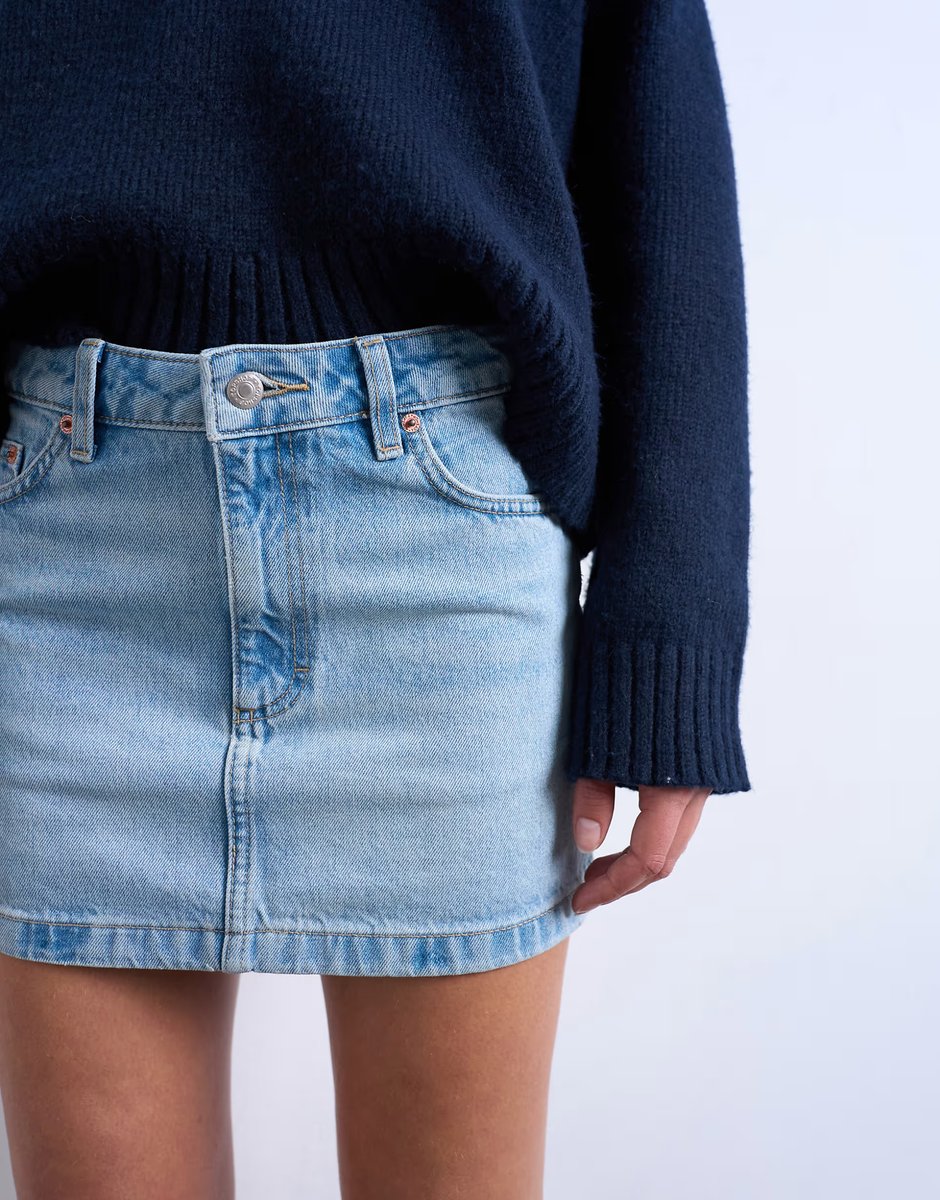 ASOS Topshop denim pelmet mini skirt in bleach - 2
