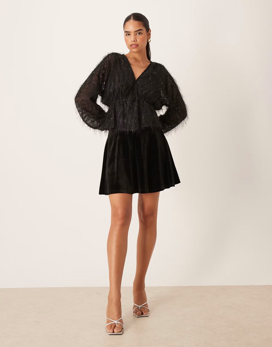 ASOS Vila fluffy textured top in black - 3
