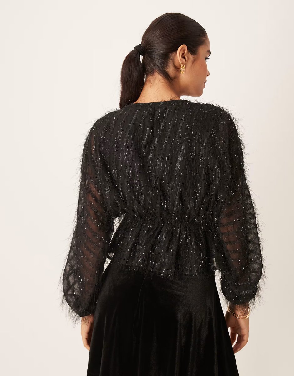 ASOS Vila fluffy textured top in black - 4