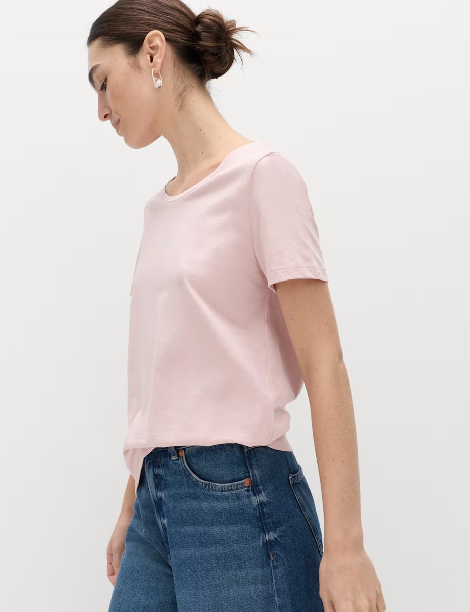 Marks & Spencer M&S Pure Cotton T-Shirt Peach - 3