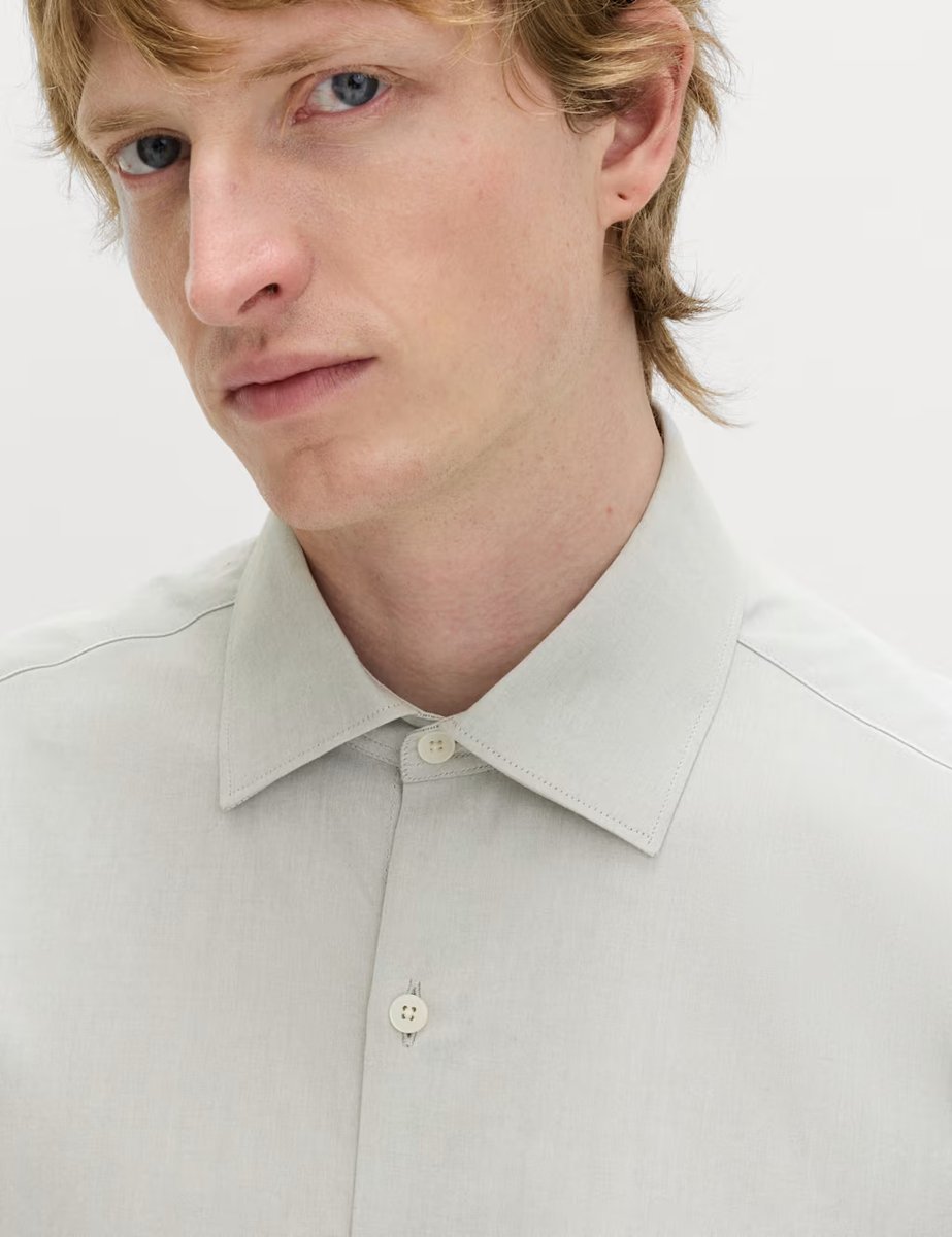 Marks & Spencer M&S Regular Fit Pure Cotton Marl Shirt Green Mix - 2