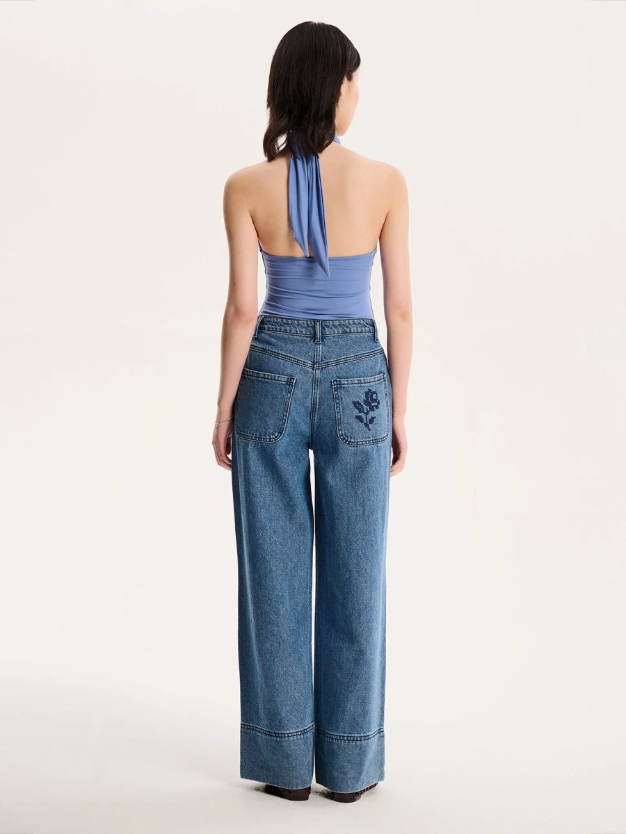 OMNES Nelson Halter Neck Top in Blue - 4