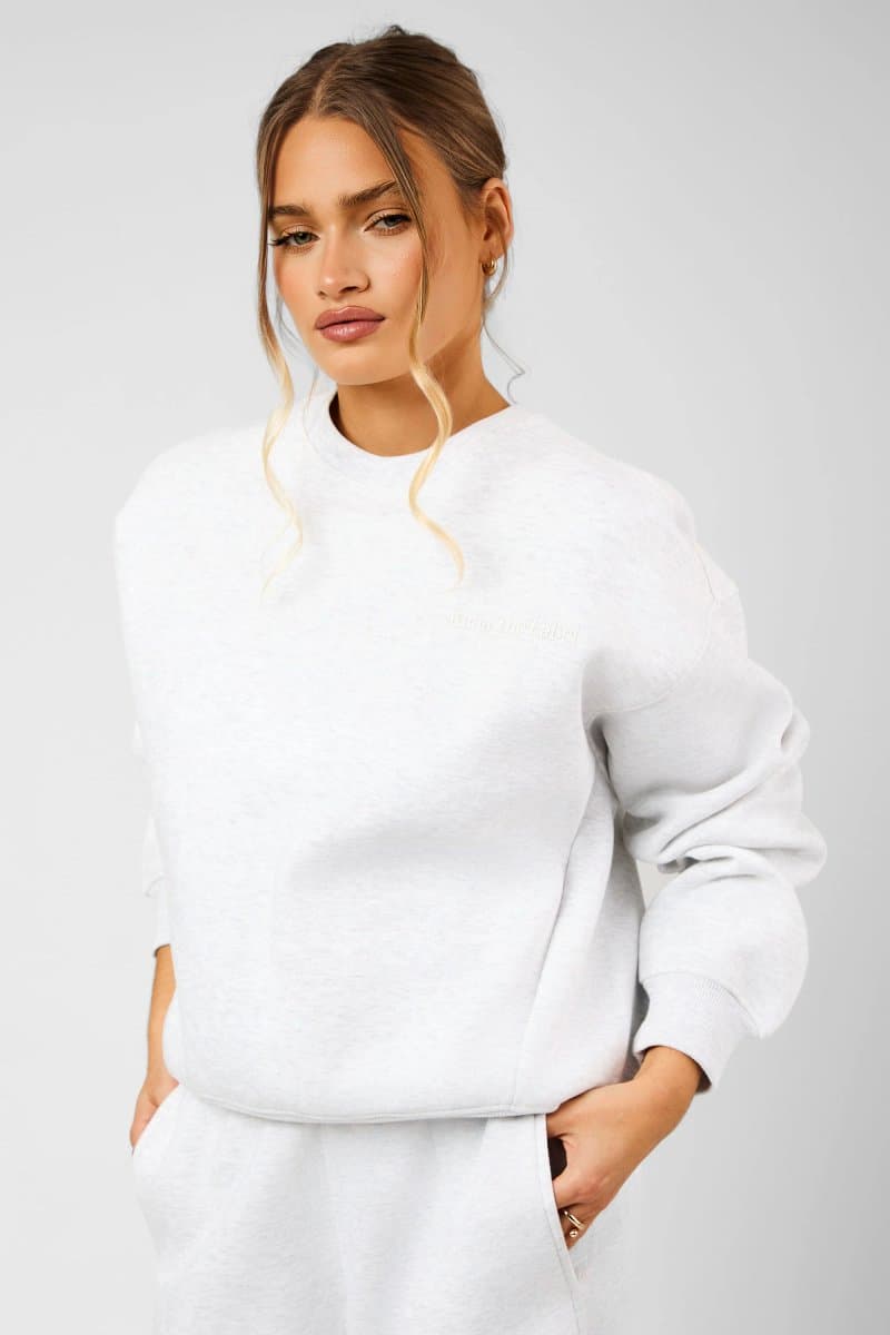 Kaiia Kaiia The Label Seam Detail Oversized Sweatshirt Light Grey Marl