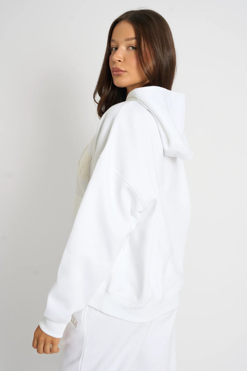 Kaiia Kaiia Borg Slogan Oversized Hoodie Cream - 2