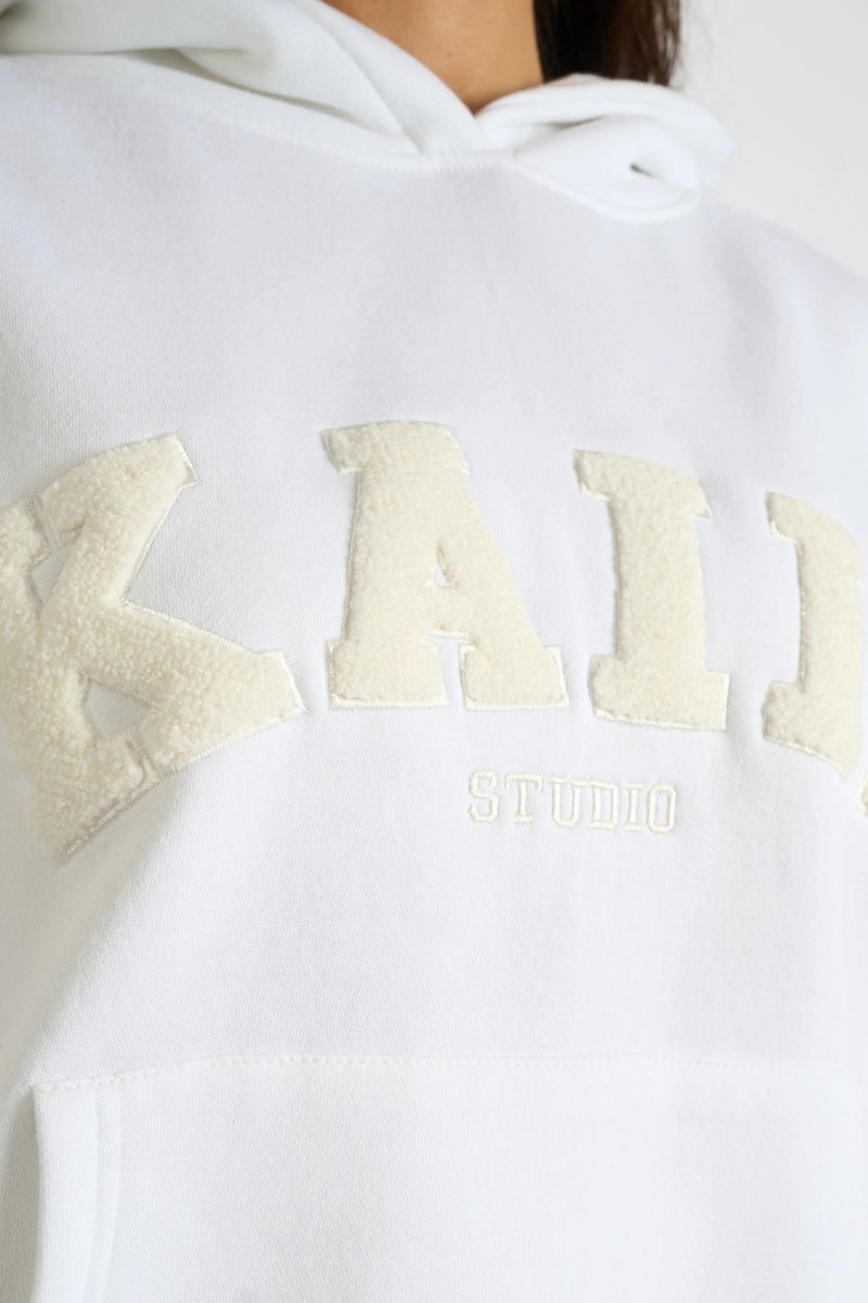 Kaiia Kaiia Borg Slogan Oversized Hoodie Cream - 4