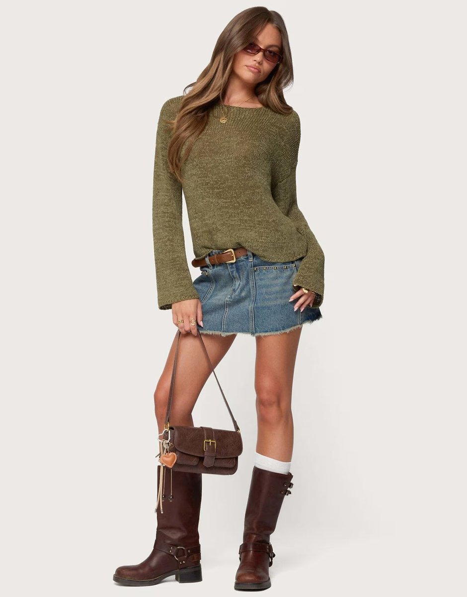 ASOS Edikted Keiko studded denim mini skirt in blue - 2