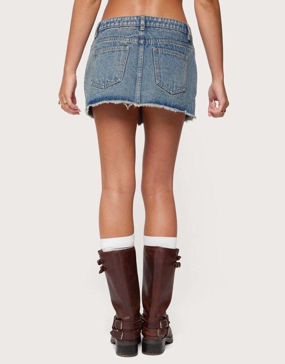 ASOS Edikted Keiko studded denim mini skirt in blue - 3