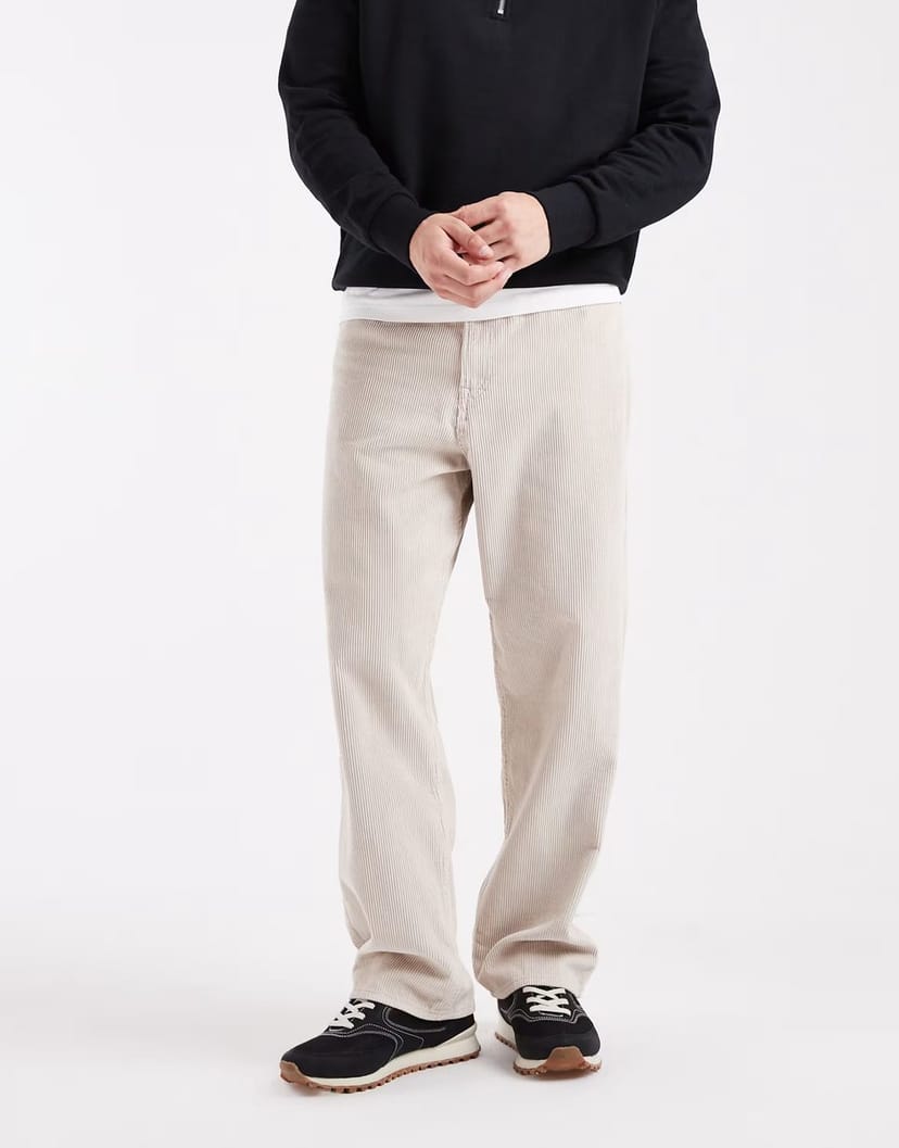 ASOS Jack & Jones Alex baggy cord trousers in cream - 1