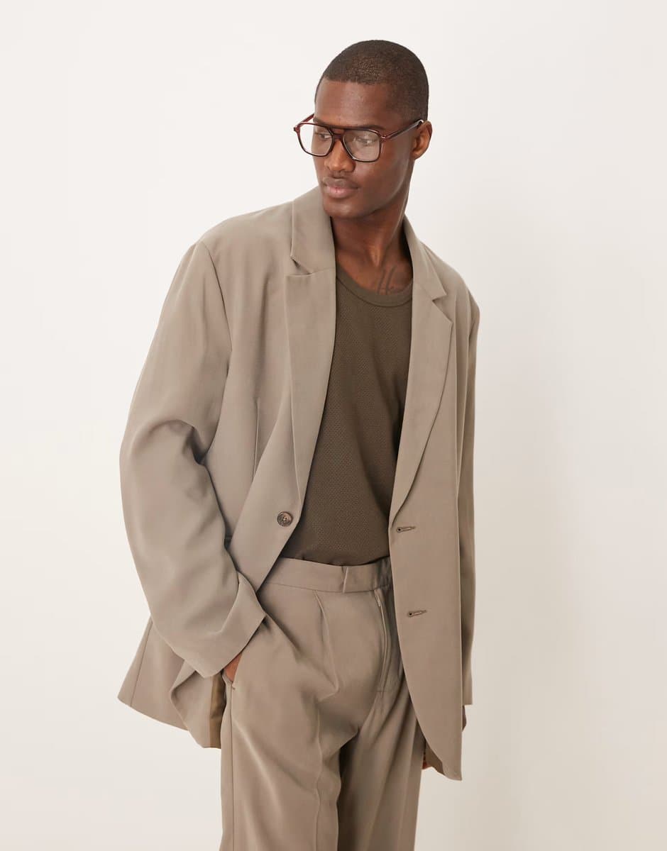 ASOS ASOS Slouchy Oversized Suit Jacket in Stone