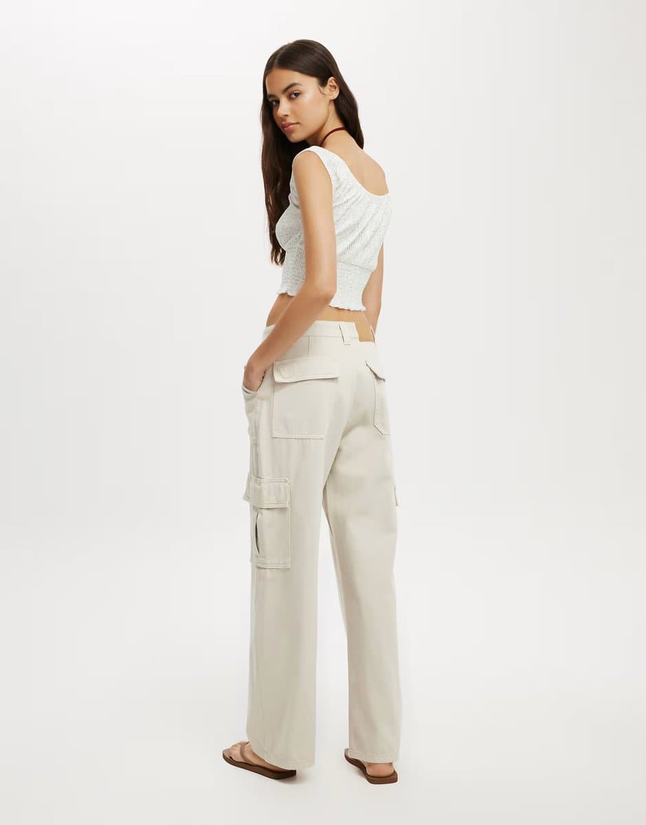 ASOS Cotton On Relaxed cargo jean in soft taupe