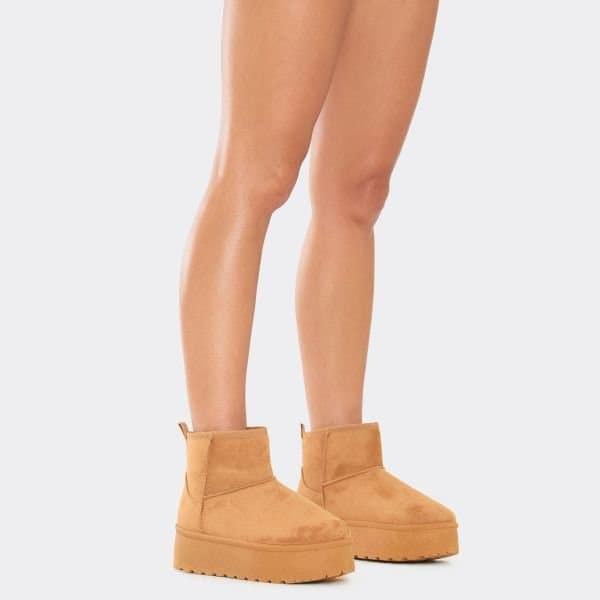EGO EGO Platform Sole Faux Fur Ankle Boot in Chestnut