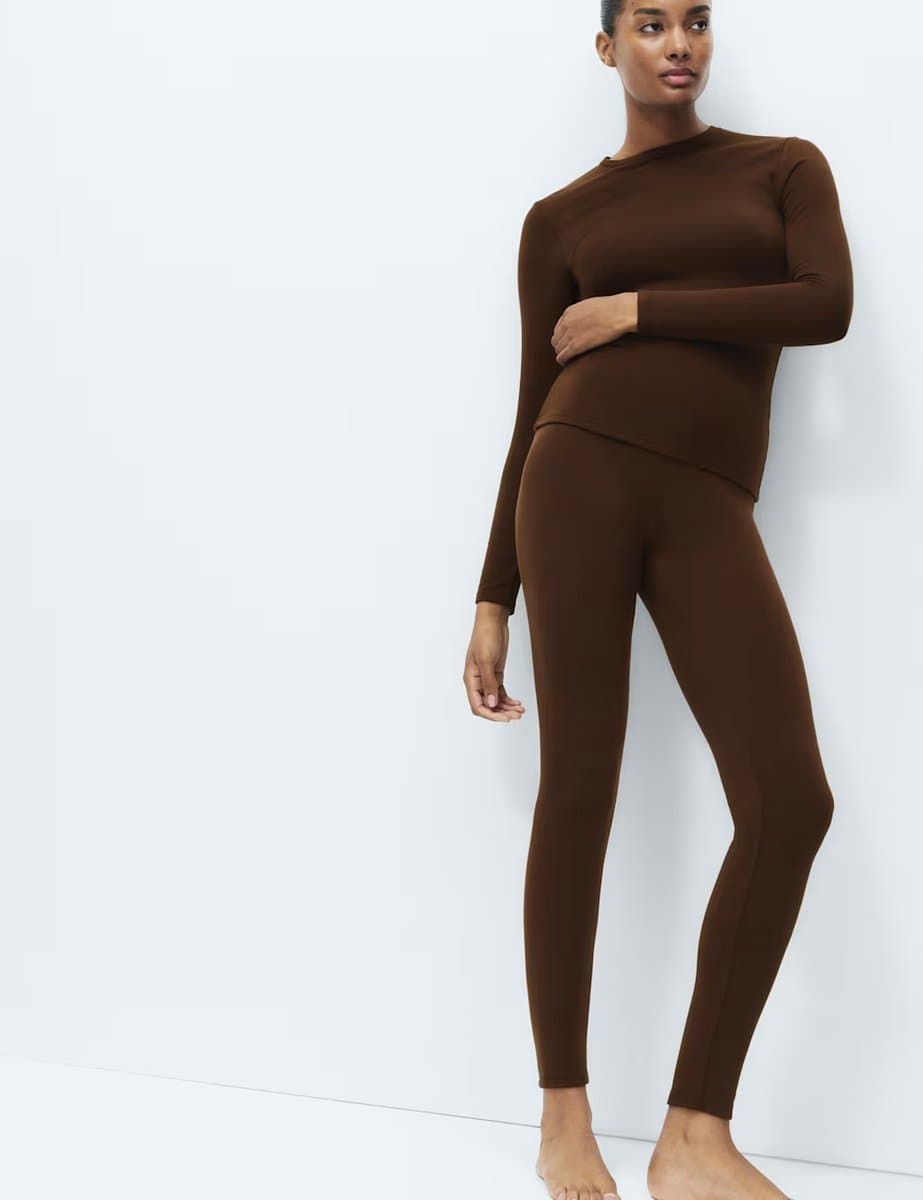 Marks & Spencer M&S Heatgen™ Medium Thermal Brushed Leggings Dark Chocolate