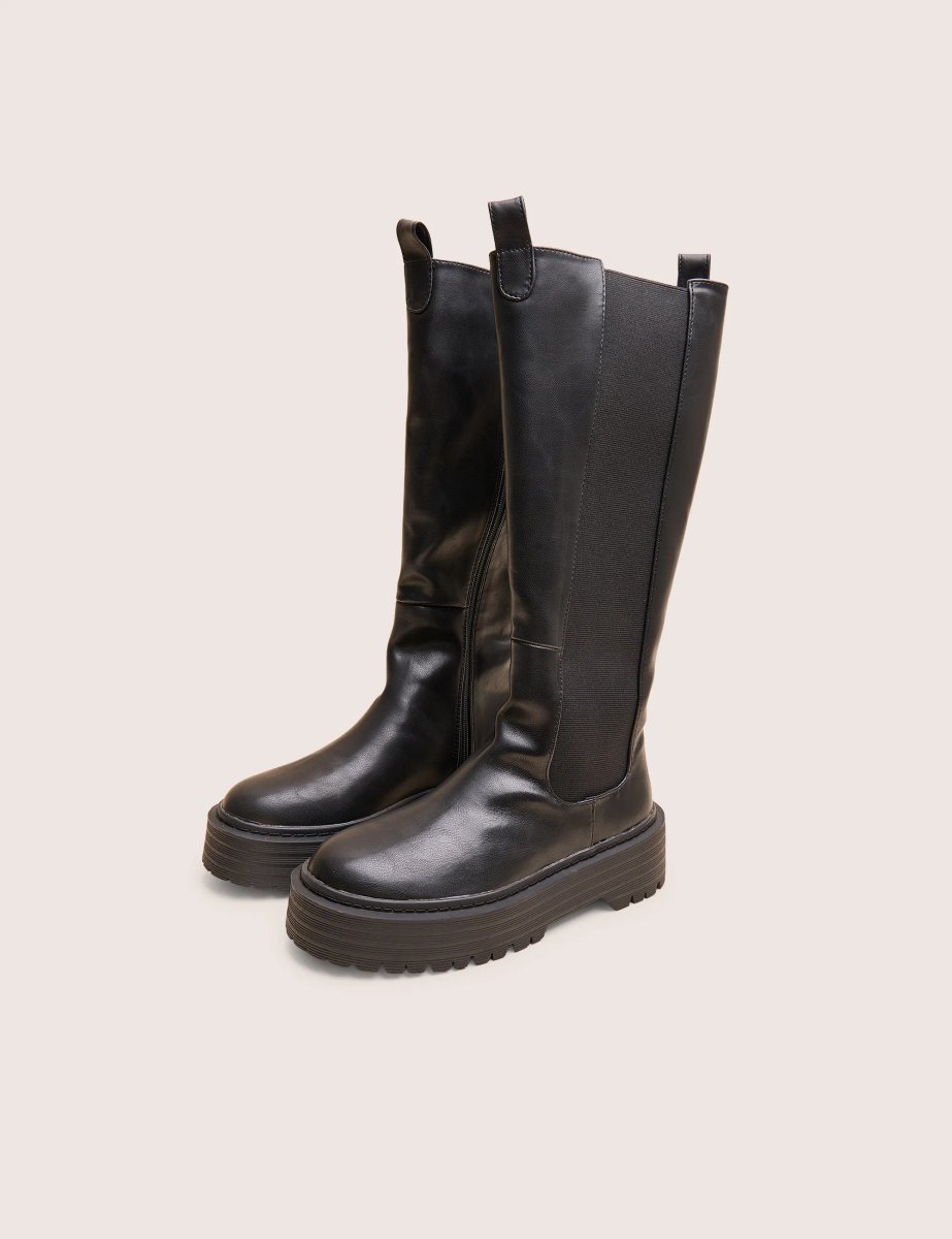 Public Desire Andi Black Knee high Chunky Sole Boots - 2