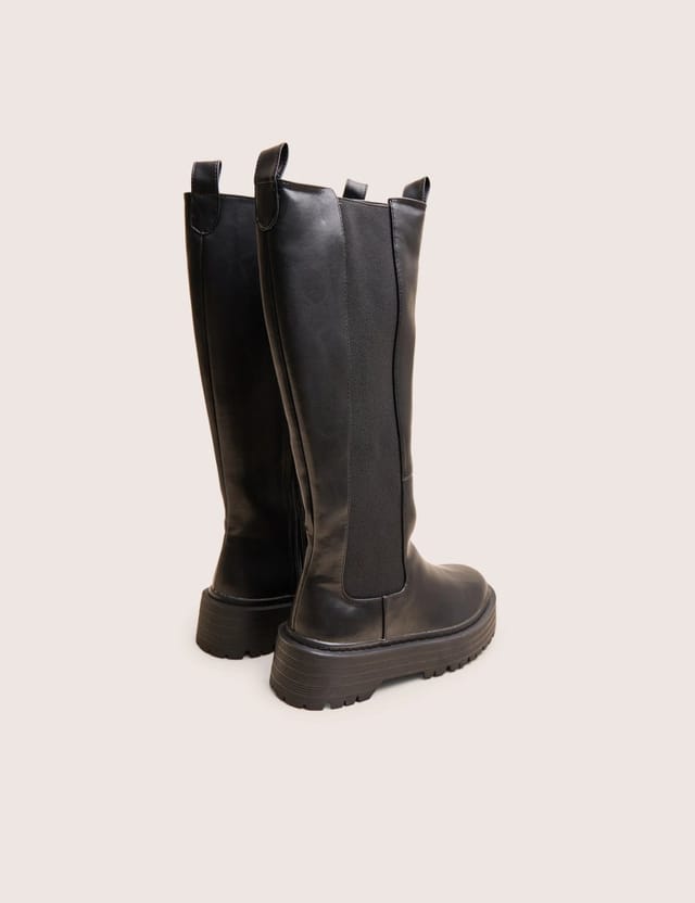 Public Desire Andi Black Knee high Chunky Sole Boots - 3