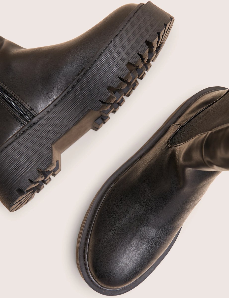 Public Desire Andi Black Knee high Chunky Sole Boots - 4