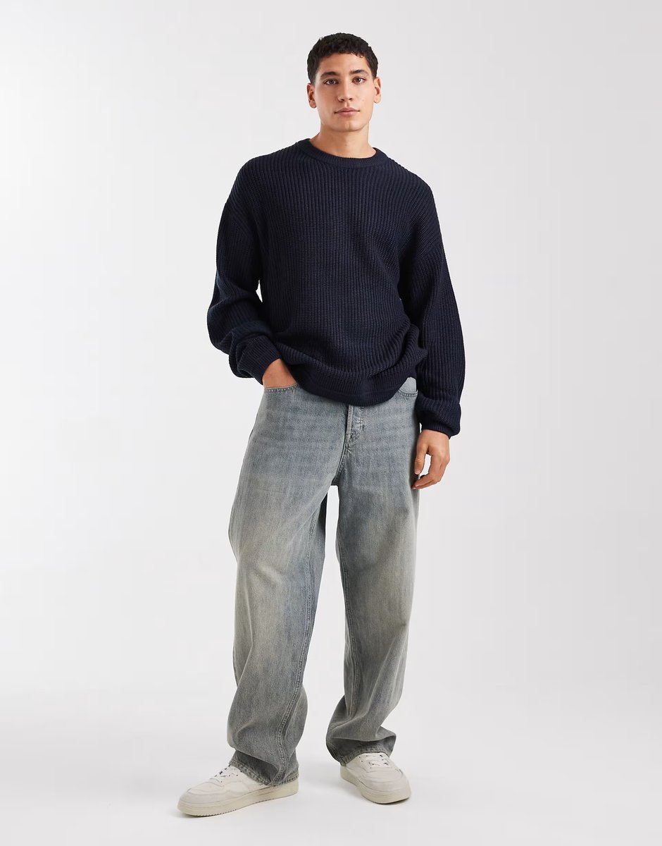 ASOS Jack & Jones oversize chunky knit jumper in navy - 2