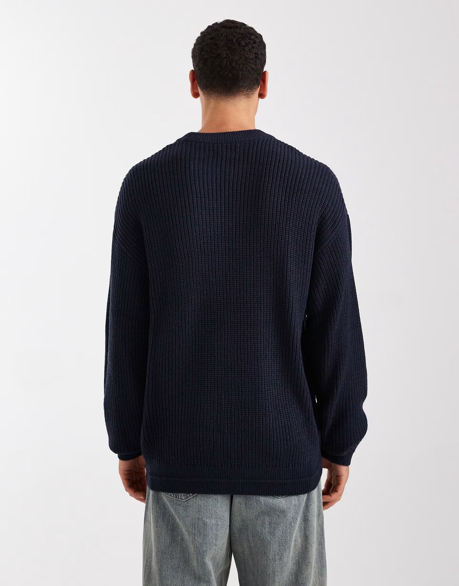 ASOS Jack & Jones oversize chunky knit jumper in navy - 3