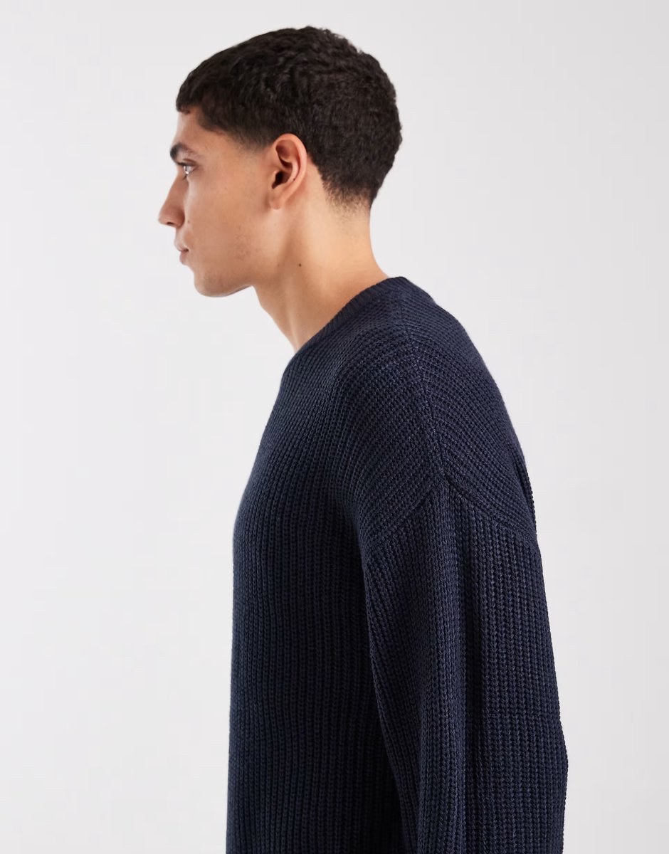 ASOS Jack & Jones oversize chunky knit jumper in navy - 4